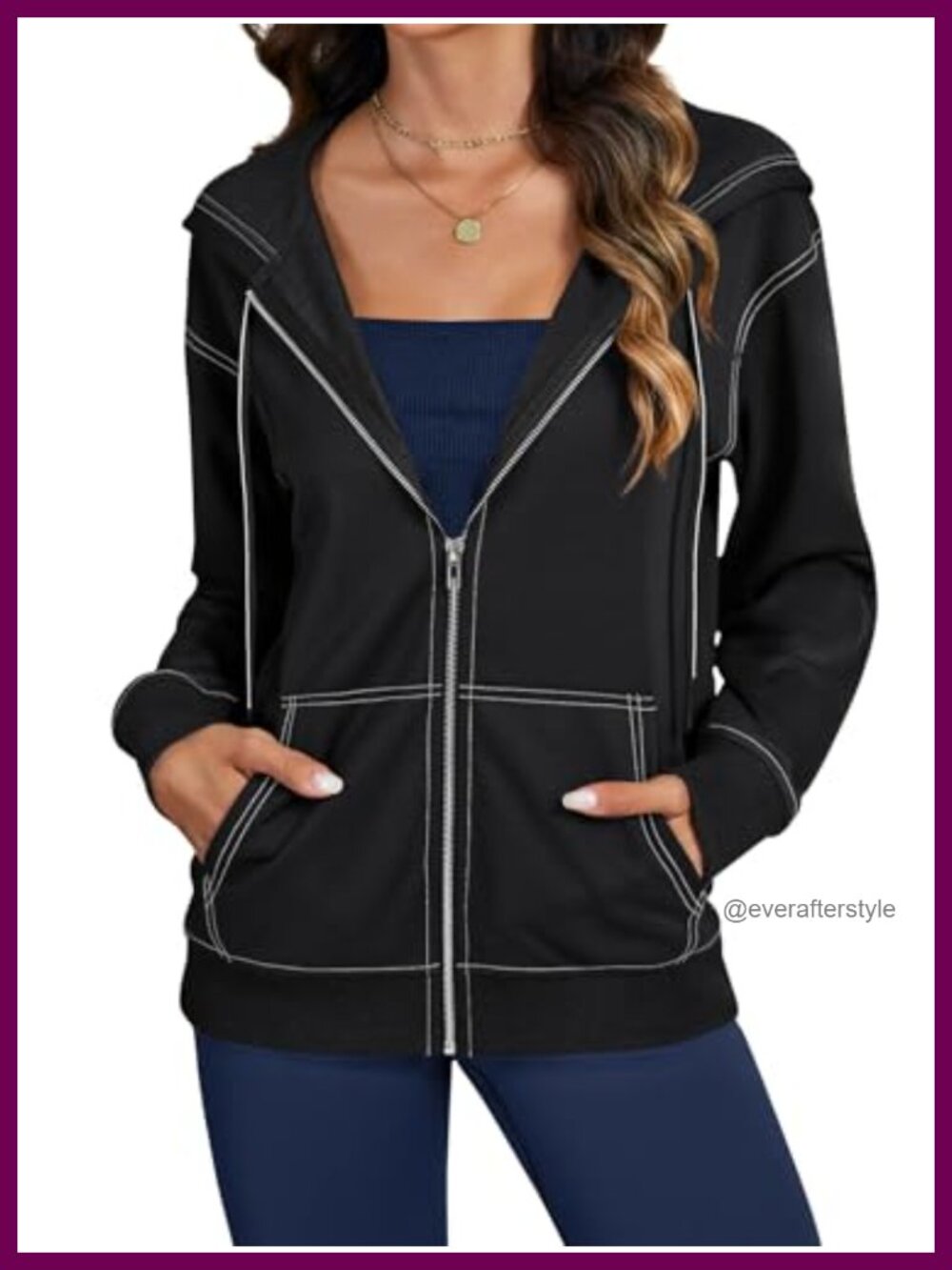 Women's Zip Up Hoodie Sweatshirt Long Sleeve Casual Kangaroo Pocket